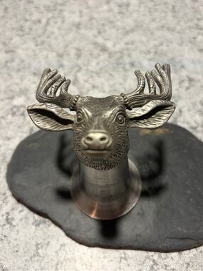 Vintage Jägermeister Pewter and Stainless Steel Stag Head Shot Glass and Jigger